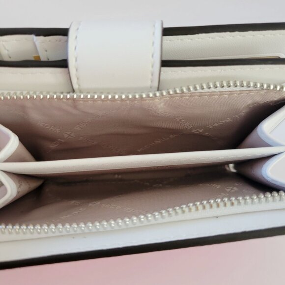 Michael Kors Jet Set Travel Agency Medium Bifold Zip Coin Wallet Dragonfruit - Picture 7 of 8